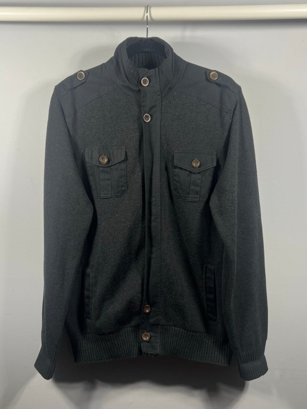 Truth Substance Common Sense Jacket Mens Bomber Full Zip Knit XL Military